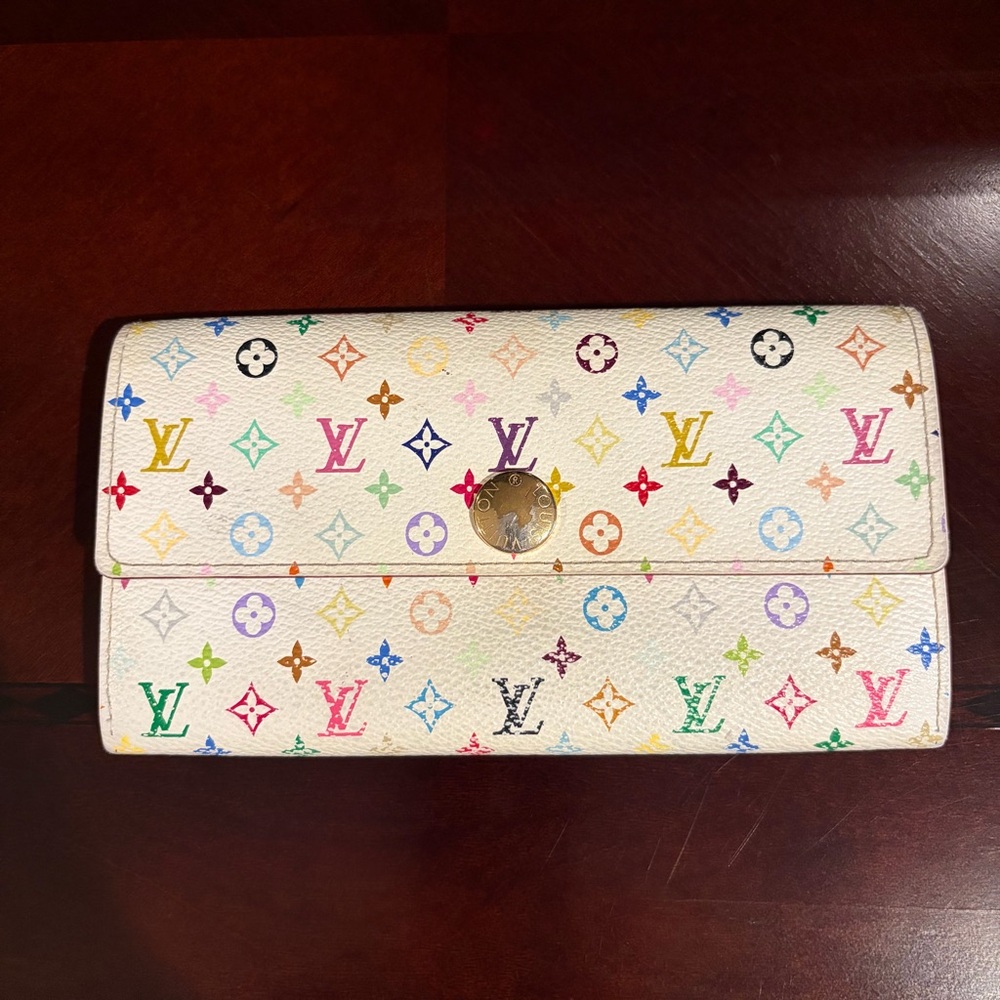 Louis Vuitton Cream Murakami Sarah Wallet